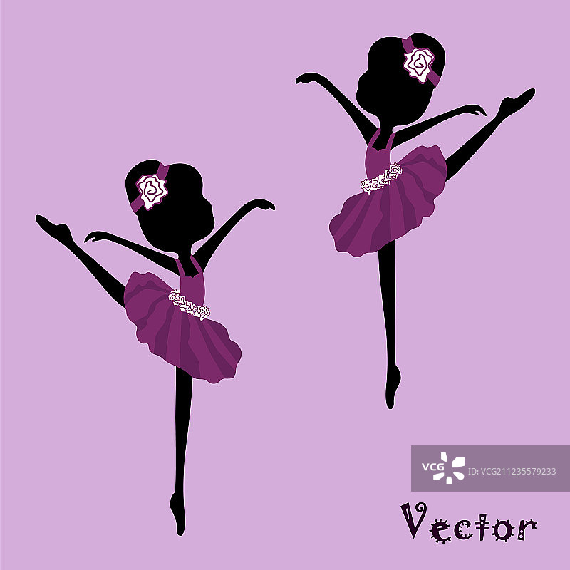 紫色背景上的美丽芭蕾舞者图片素材