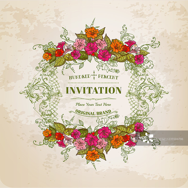 复古边框花卉卡片图片素材