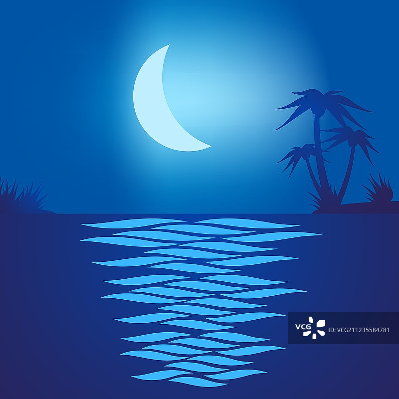 热带海滩夜景图片素材