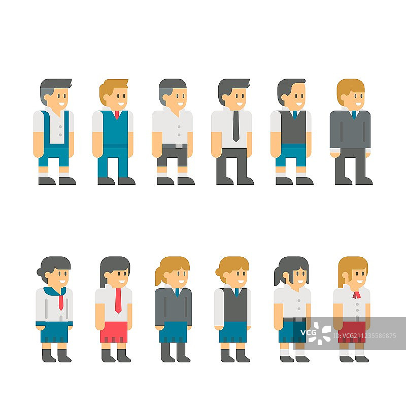 扁平风格学生校服套装图片素材