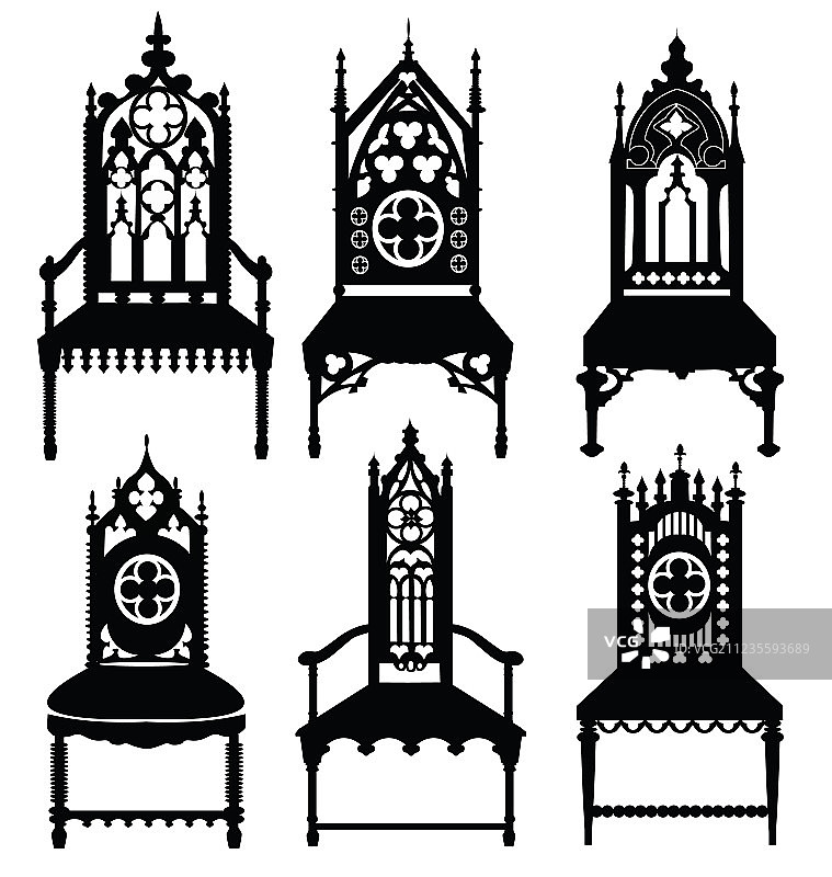 哥特式椅子套装图片素材