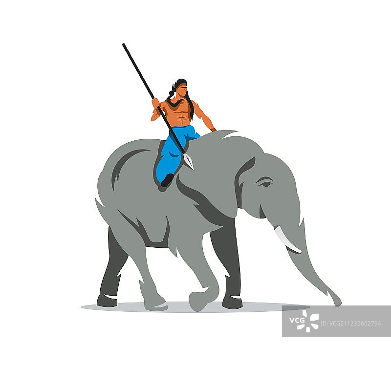 卡通象夫和大象图片素材