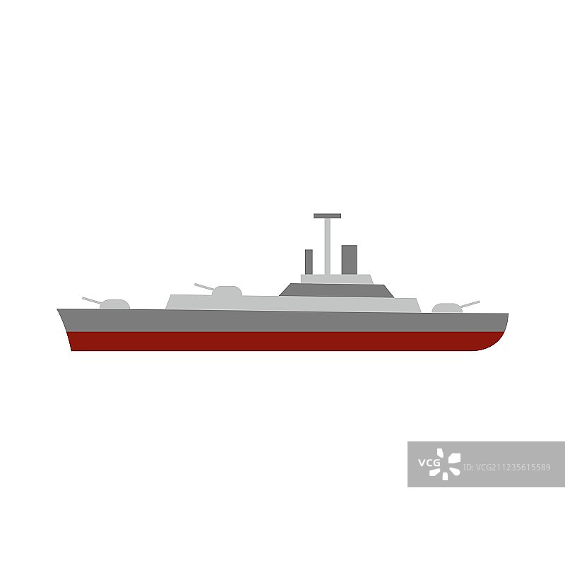 海军军舰图标扁平风格图片素材