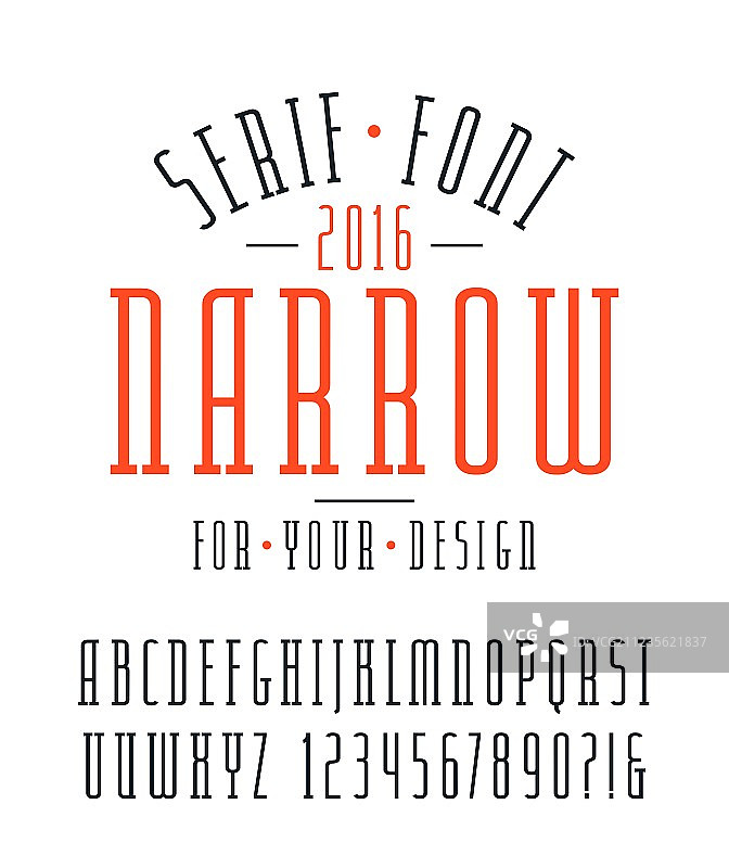 窄款衬线字体和数字图片素材