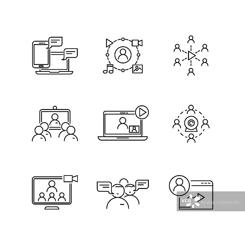 网络研讨会与沟通线性图标图片素材