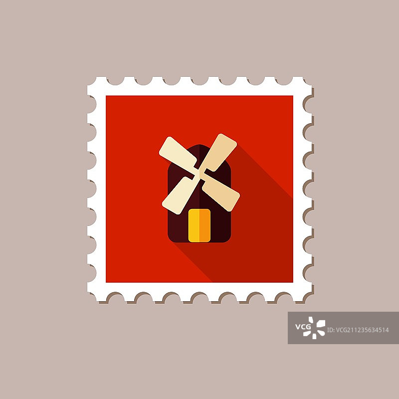 长阴影扁平风车图章图片素材