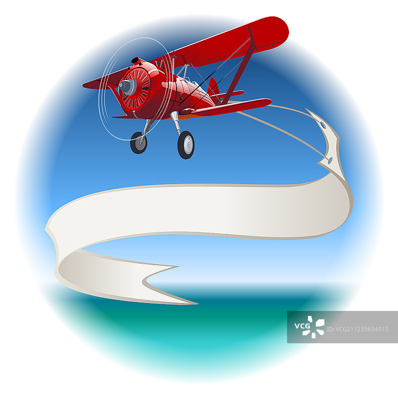 复古双翼飞机，带banner图片素材