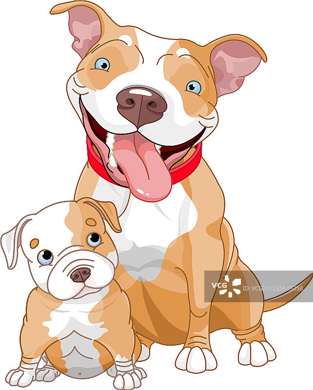 斗牛犬母子图片素材