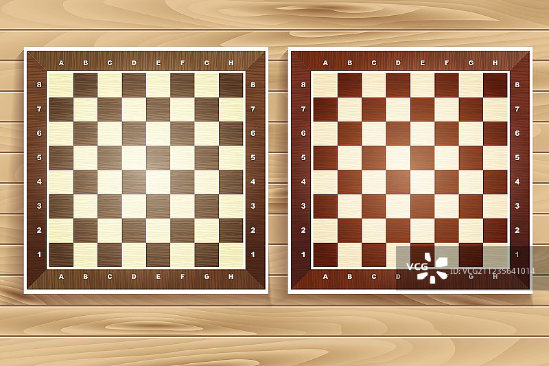 木质背景上的国际象棋棋盘组合图片素材