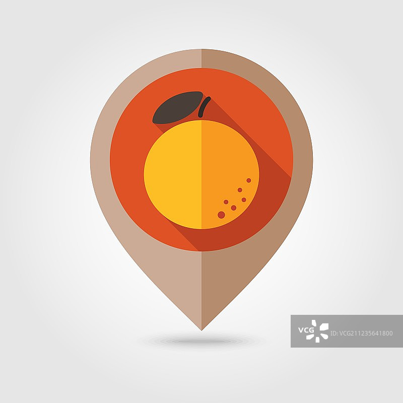 橙色扁平风格地图图钉图标图片素材