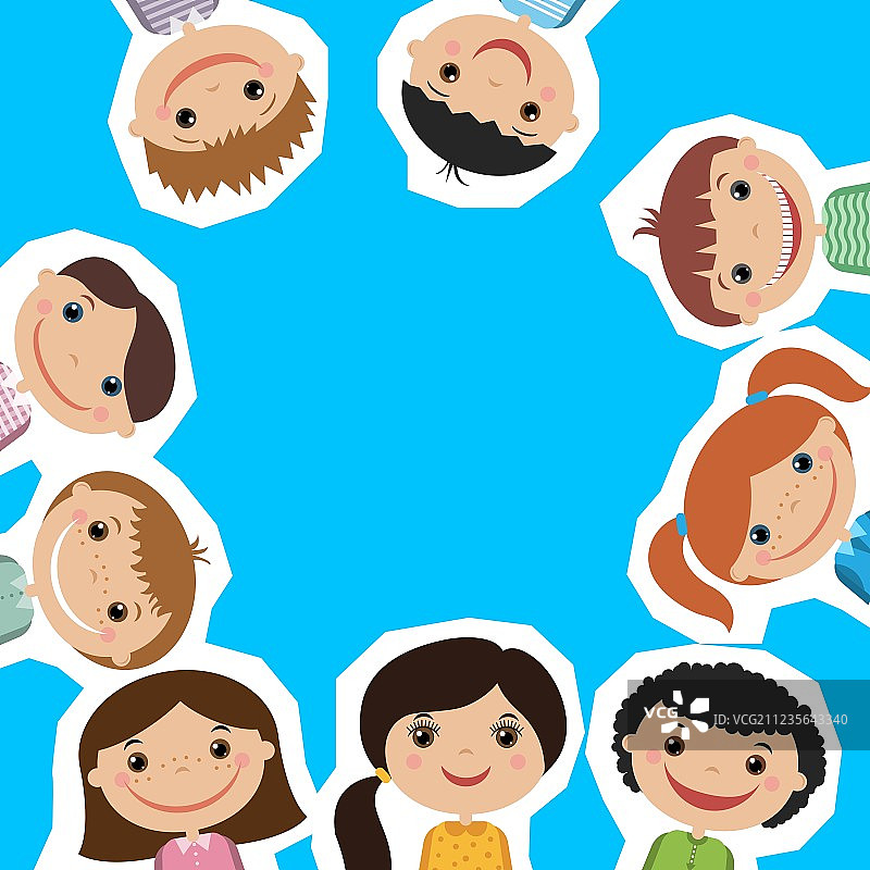 微笑的孩子们（扁平风格）图片素材