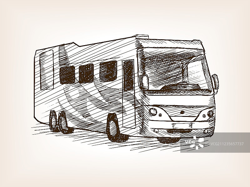 移动房屋巴士交通素描图片素材