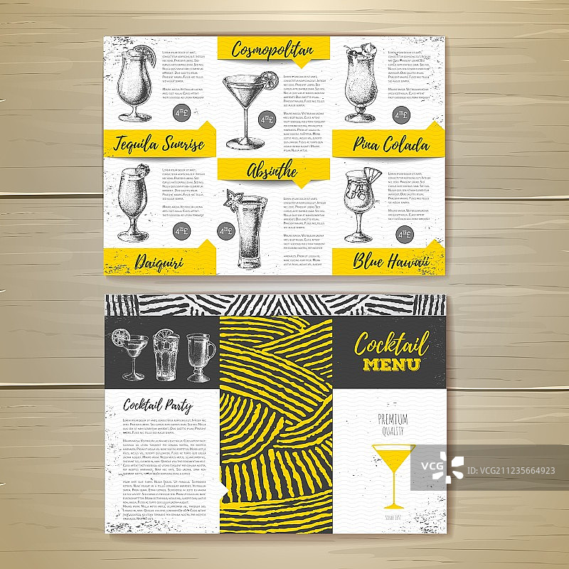 复古鸡尾酒菜单设计图片素材