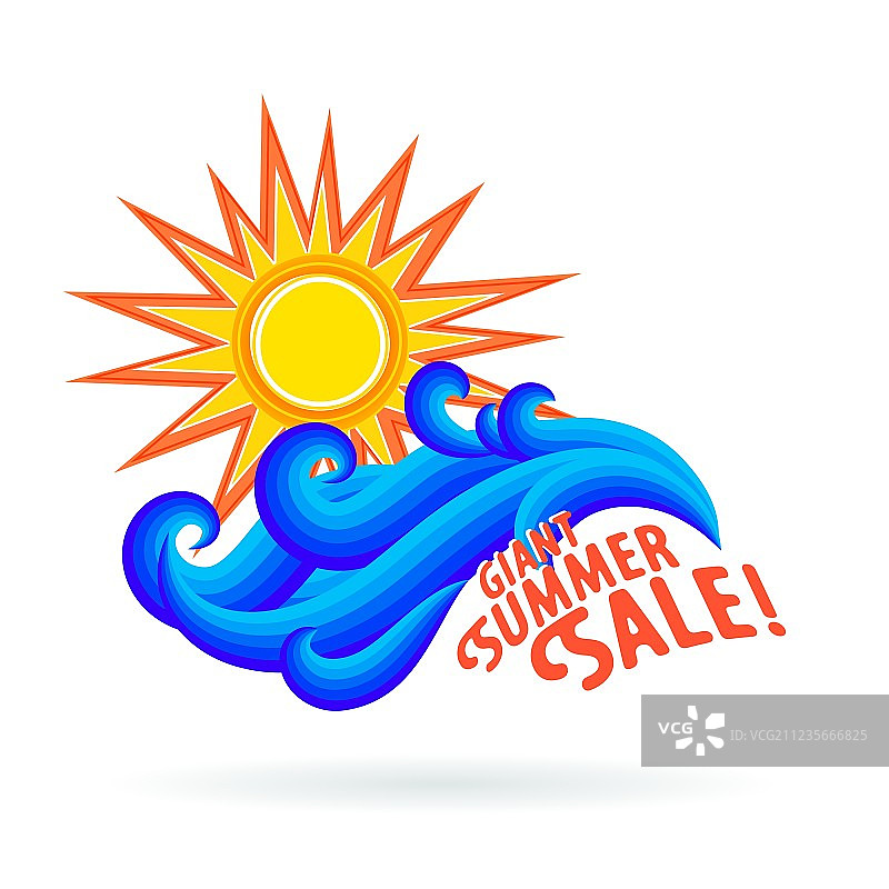 太阳海浪插画图片素材
