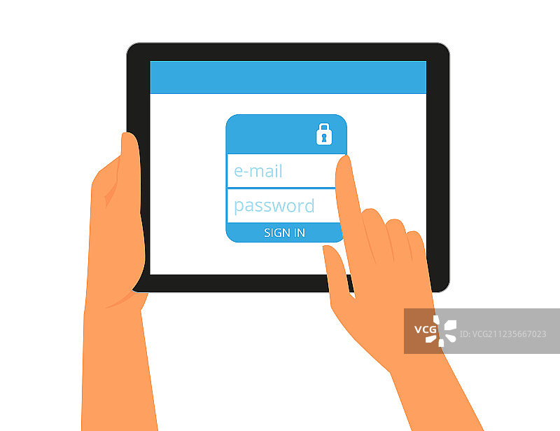 在平板电脑上登录帐户图片素材