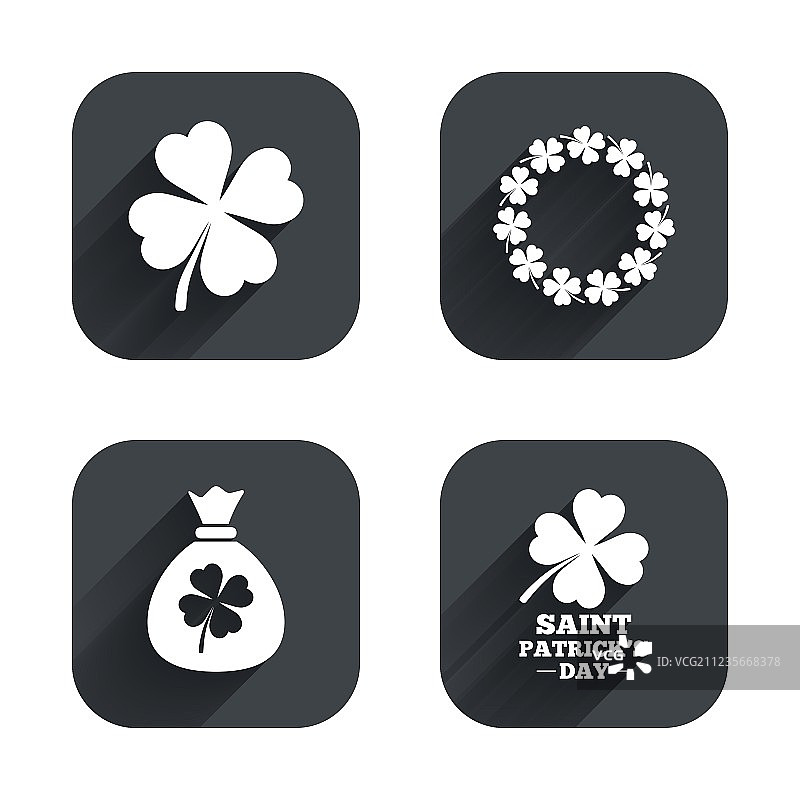 圣帕特里克节的图标，装有三叶草的钱袋图片素材