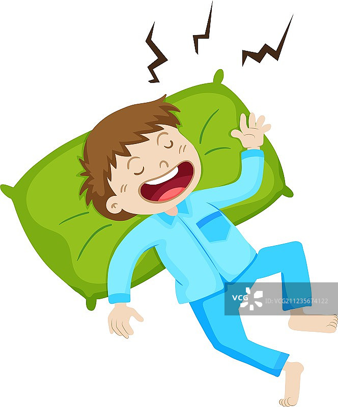 穿着蓝色睡衣睡觉的男孩图片素材