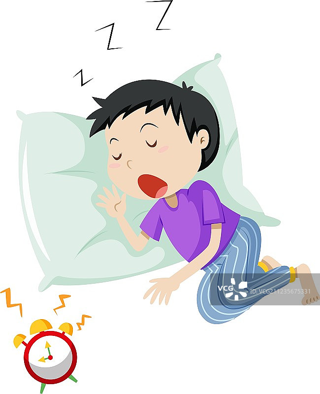 男孩睡在枕头上图片素材