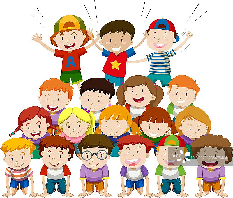 孩子们玩人体叠罗汉图片素材