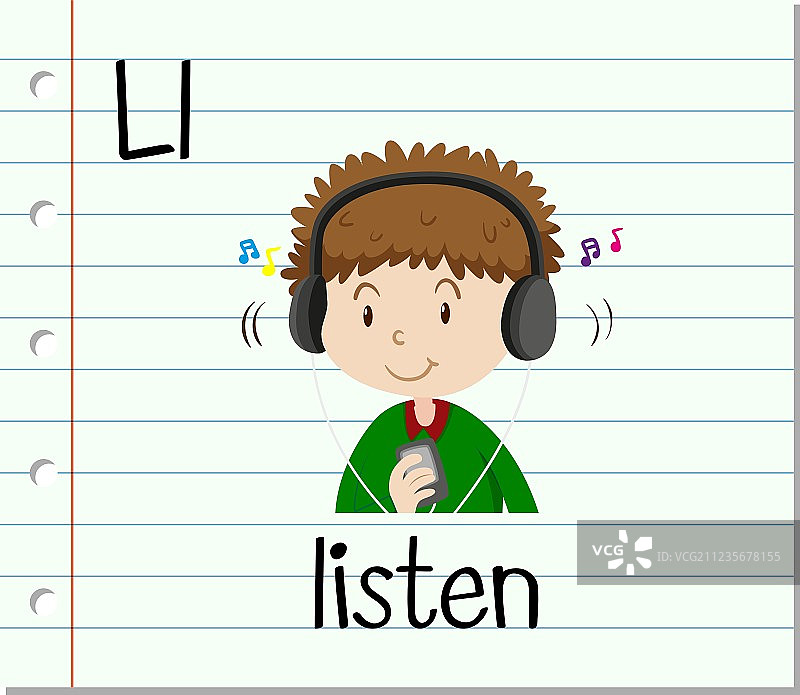 字母L学习卡：倾听图片素材