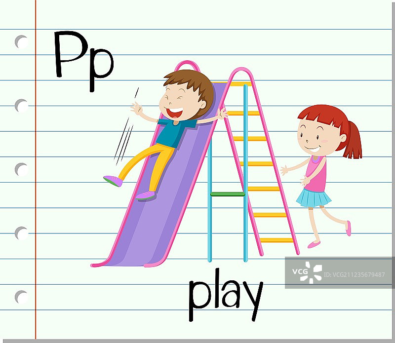 P字母单词卡：玩耍图片素材