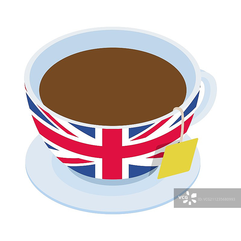 英式茶杯图标2.5D风格图片素材