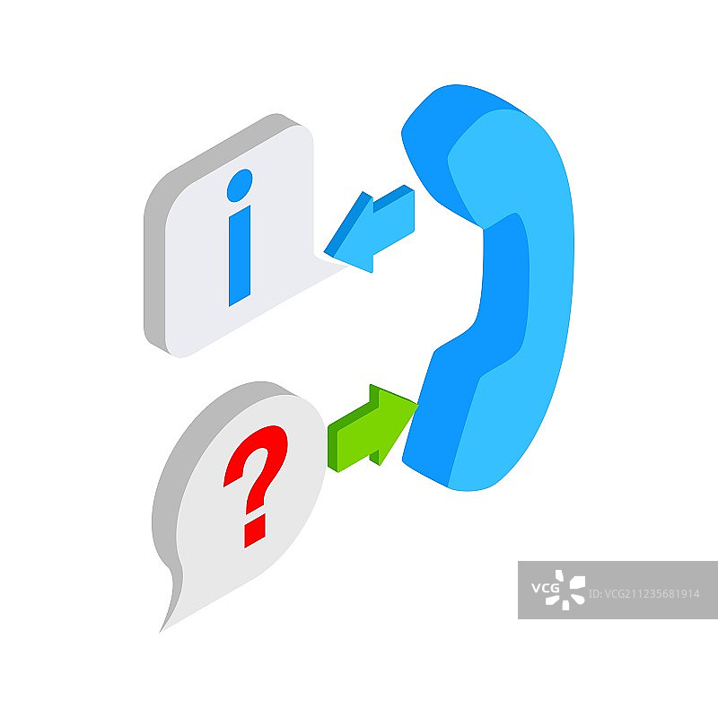 等距3D风格的问答标记图标图片素材