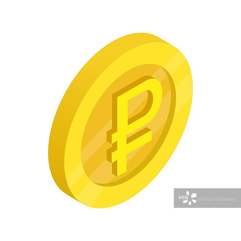 带有卢布符号的金币等距3D风格图片素材