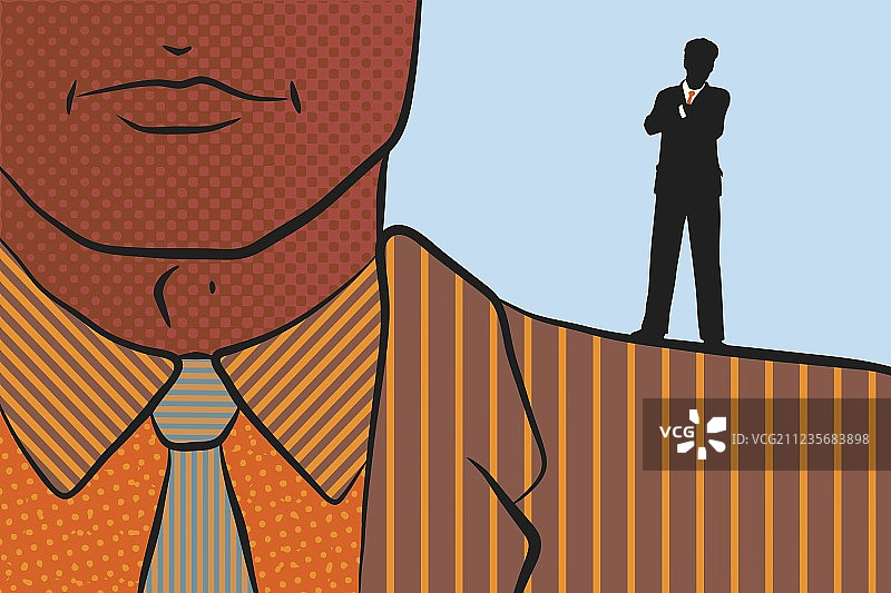 站在巨人肩膀上的商人图片素材
