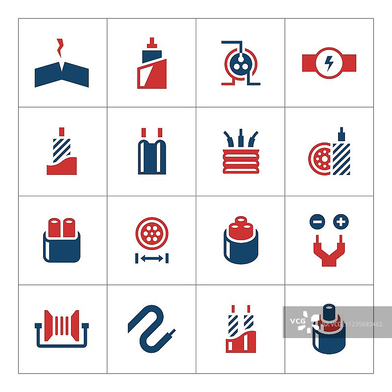 彩色电缆和电线图标合集图片素材