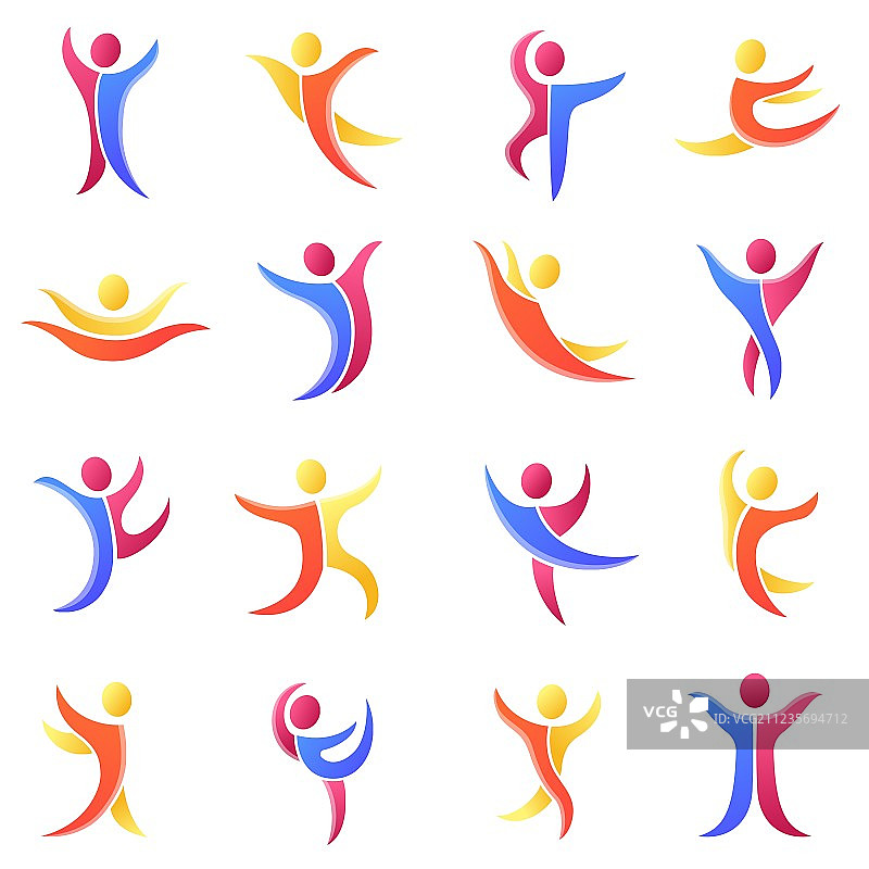 不同抽象人物和双胞胎剪影图片素材