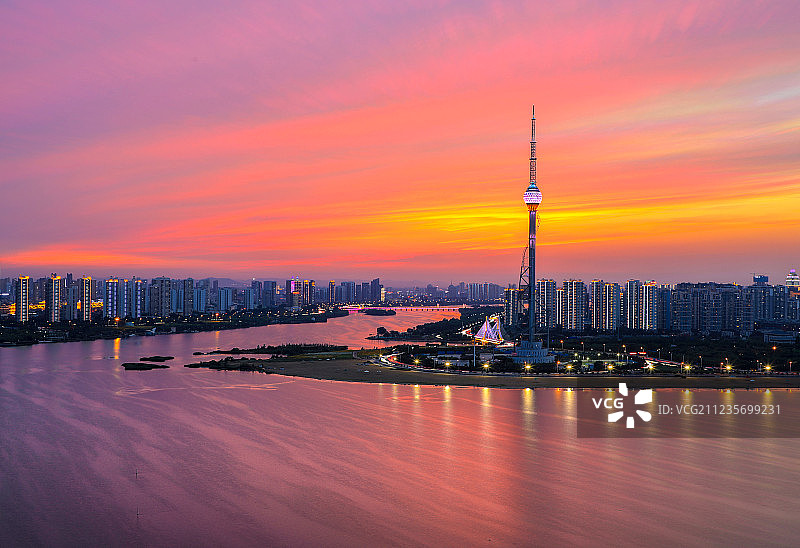 临沂市沂河晚霞风景图片素材