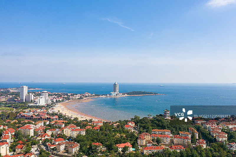 青岛汇泉湾海水浴场图片素材