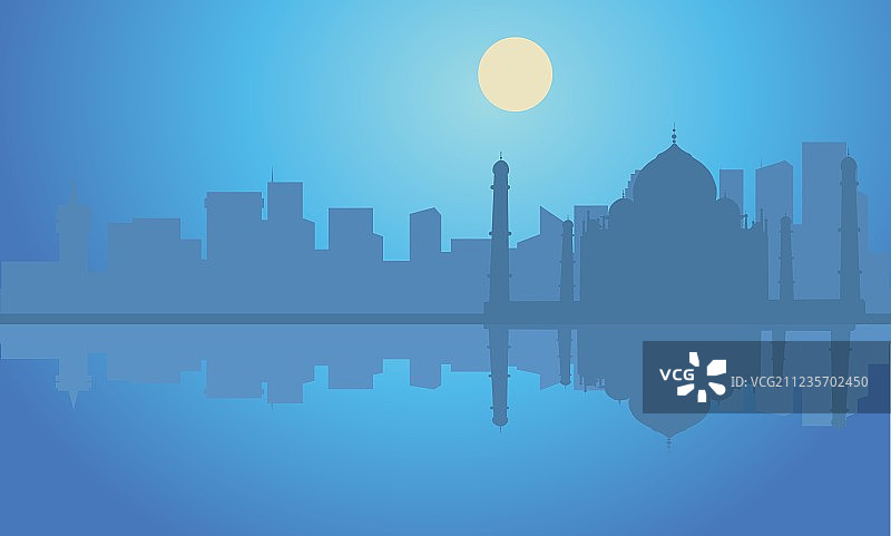夜晚的泰姬陵剪影图片素材