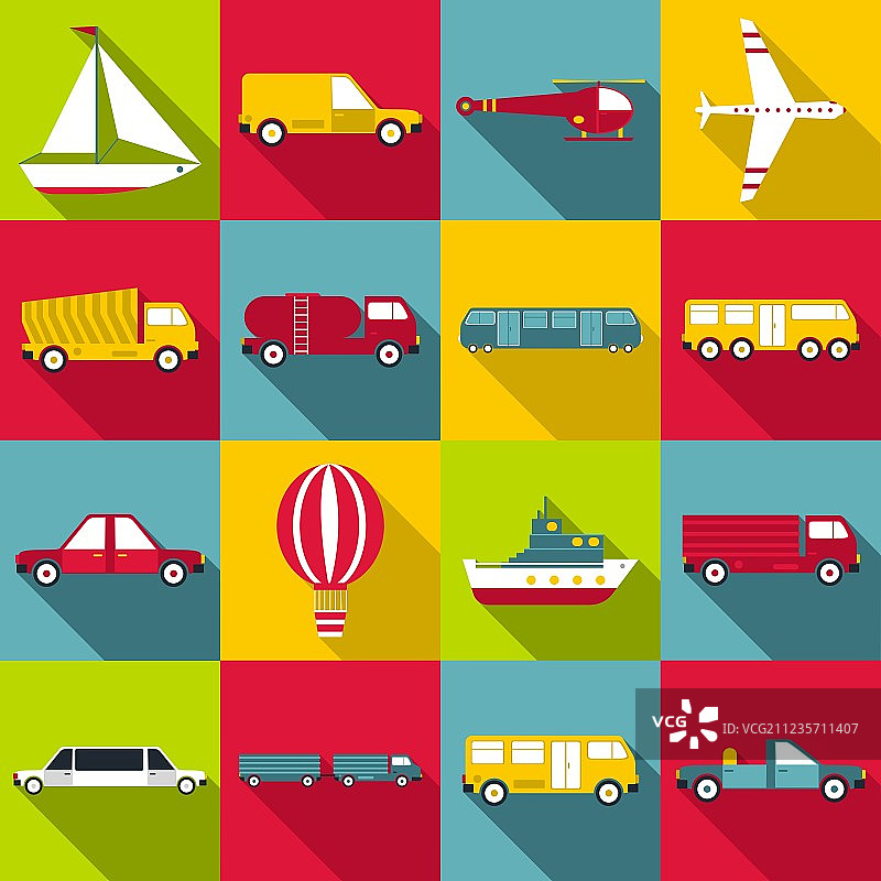 交通运输物品图标扁平风格合集图片素材