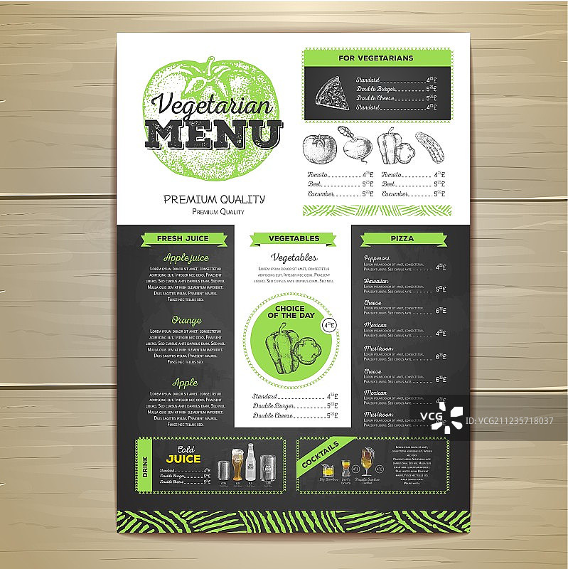复古素食菜单设计图片素材