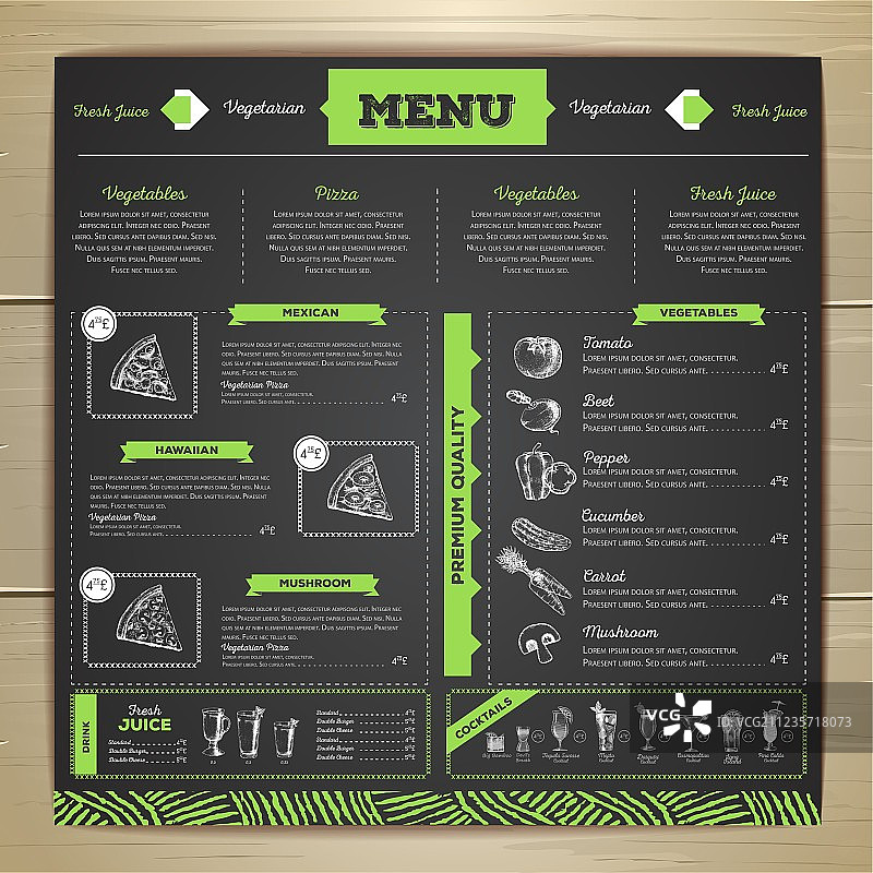 复古素食菜单设计图片素材