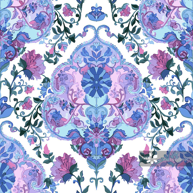 水彩佩斯利无缝背景图片素材