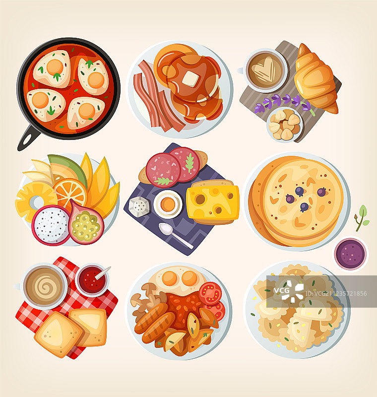 来自世界各地的经典早餐图片素材