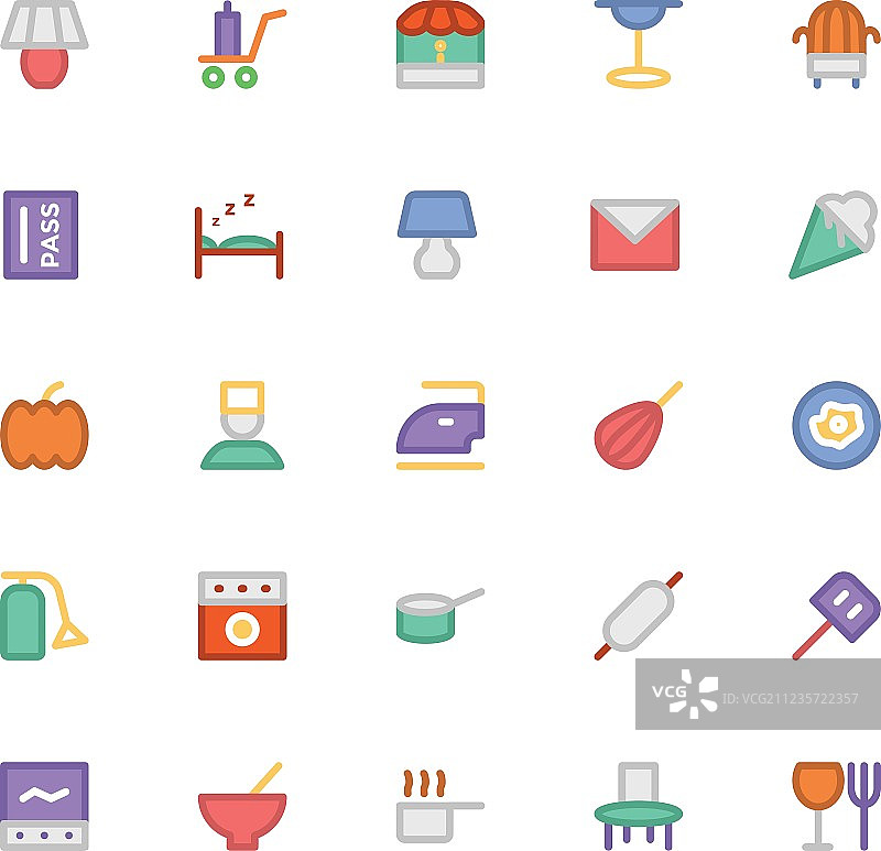 酒店和餐厅彩色图标15图片素材