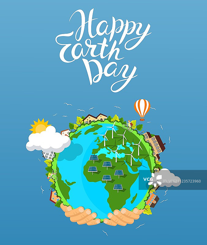 手捧漂浮地球的地球日概念图片素材