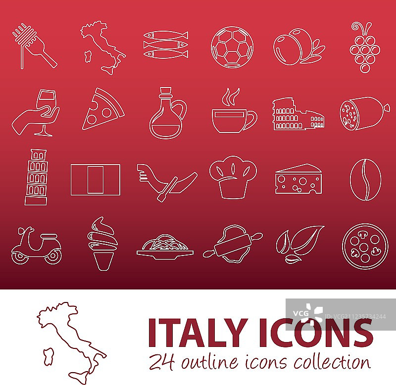 意大利图标轮廓图片素材