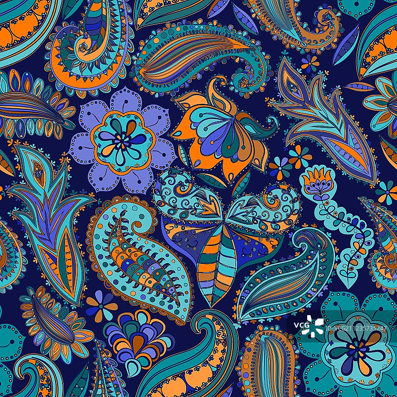 复古花卉图案民族无缝背景图片素材