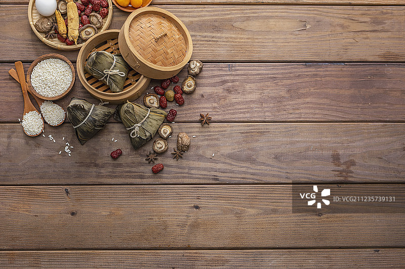 端午节粽子及食材馅料图片素材