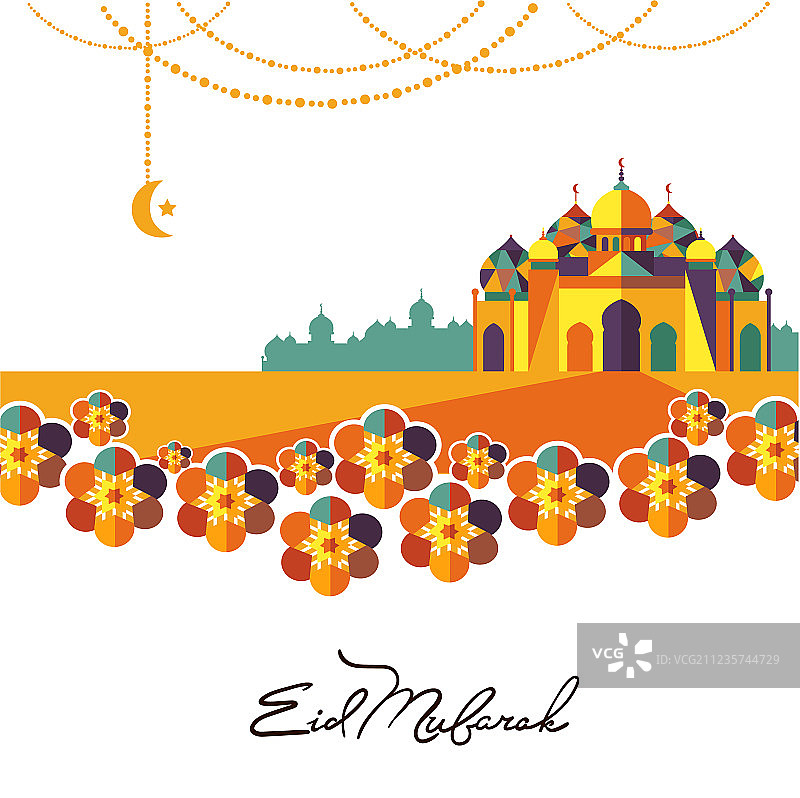 开斋节穆巴拉克阿拉伯穆斯林卡片设计图片素材