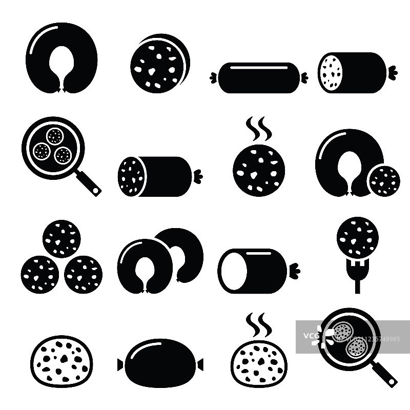 黑布丁香肠哈吉斯白布丁图标图片素材