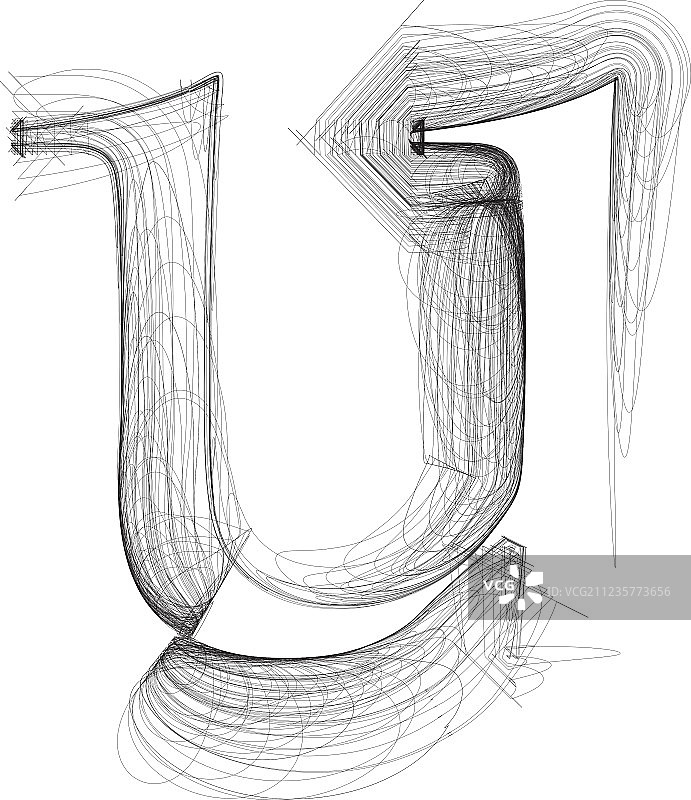 字母u草图字体图片素材