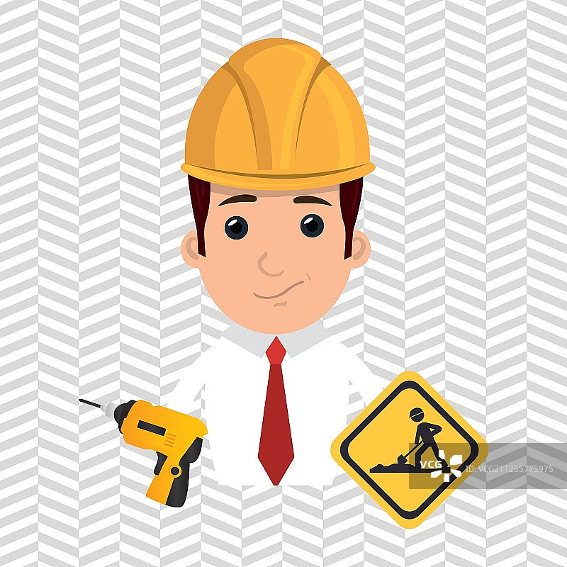 男人建筑钻头头盔图片素材