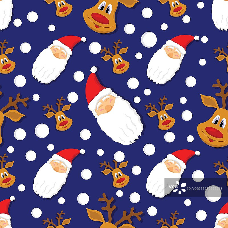 圣诞老人与驯鹿无缝图案图片素材