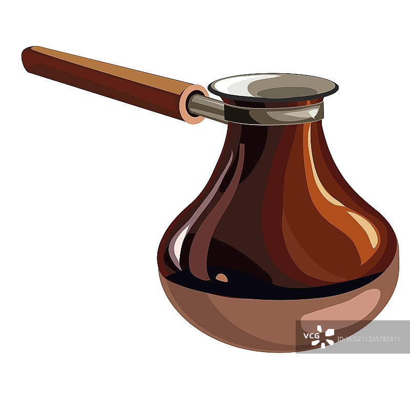 用于冲泡咖啡的棕色土耳其咖啡壶图片素材